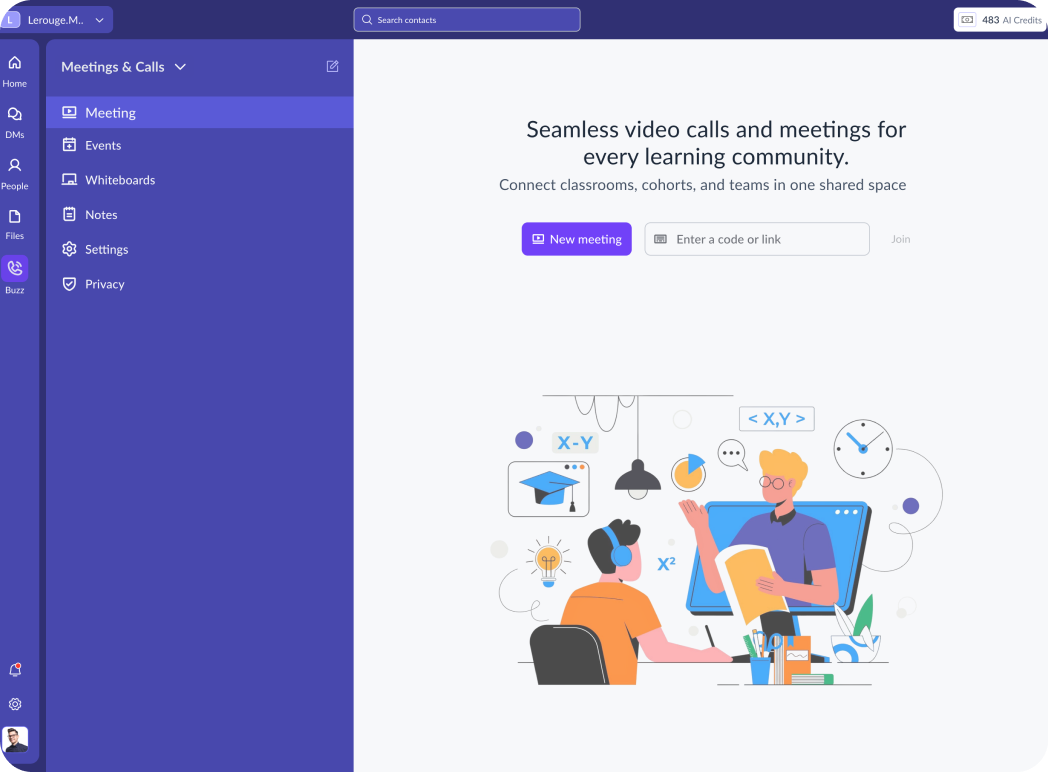 Zedu meetings and calls interface preview